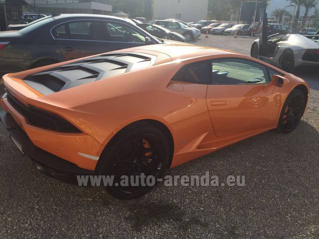 Rental Lamborghini Huracan LP 610-4 Orange in Aéroport Chambéry Savoie Mont Blanc (CMF)